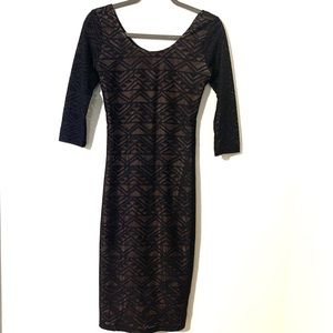 Xhilaration Black Sheer Midi Body Con Dress